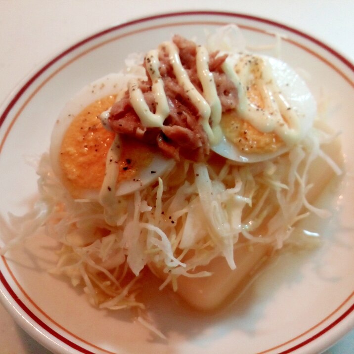 キャベツとゆで卵とツナの卵豆腐